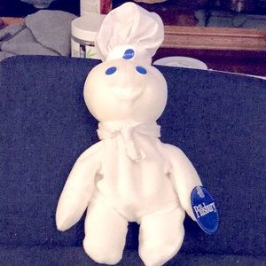 2 Vintage 1997 Pillsbury Doughboy Plush Beanies 8”.